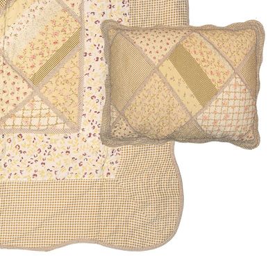 Clayre & Eef Tagesdecke 180x250 cm Grün Beige Polyester (Gr. 180x250 cm)