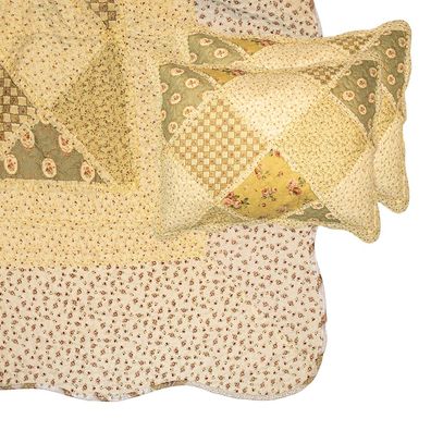 Clayre & Eef Tagesdecke 230x250 cm Grün Beige Polyester (Gr. 230x250 cm)