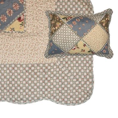 Clayre & Eef Tagesdecke 180x250 cm Grün Beige Polyester (Gr. 180x250 cm)