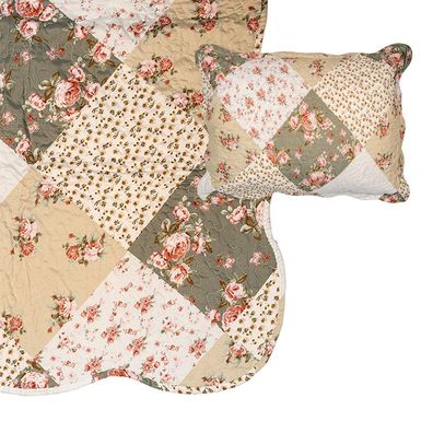 Clayre & Eef Tagesdecke 180x250 cm Grün Beige Polyester (Gr. 180x250 cm)