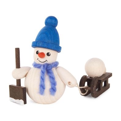 Bastelsatz Schneemann mit Schlitten Zylinder Höhe 6cm NEU Holzfigur Weihnachtsfig