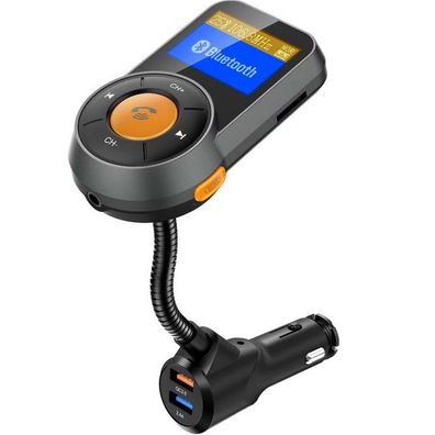 Bluetooth FM-Transmitter férs Auto, Audio-Adapter und Empfänger mit