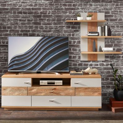 Wohnwand Valente 30 lichtgrau matt 250x160x48 cm 2-teilig TV-Wand LED