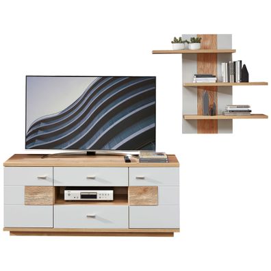Wohnwand Valente 32 lichtgrau matt 205x160x48 cm 2-teilig TV-Wand LED