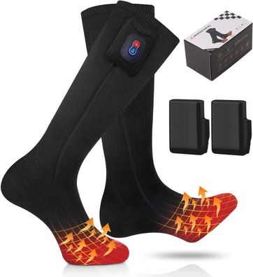 Beheizte Socken, elektrische Socken, Fußwärmer, wiederaufladbar, Schwarz