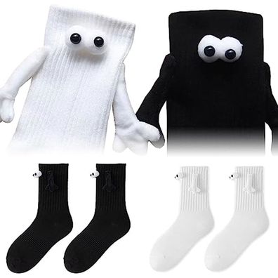 2 Paar Handsocken, Paar-Magnethandsocken, Weiß + Schwarz