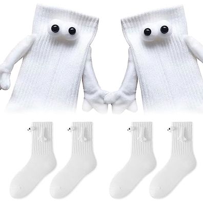 2 Paar Handsocken, magnetische Handsocken fér Paare, weiß