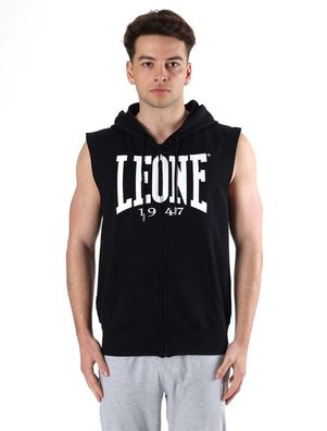 Leone Big Logo ärmelloses T-Shirt mit Kapuze und Reißverschluss