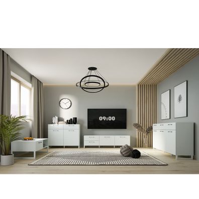 Wohnzimmer Simke 18 Secret Grey 4-teilig Lowboard Sideboard Couchtisch