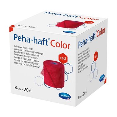 24x Hartmann Peha-haft Color elastische Fixierbinde Rot 8 cm x 20 m | Packung (1 Stüc