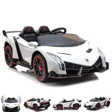 B-Ware ES-Toys Kinder Elektroauto Lamborghini Veneno, Zweisitzer, Radio weiss