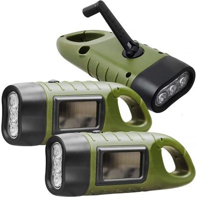 Rekalro LED Hand Crank Rechargeable Torch 3 Pieces, Solar Rechargeable Torch