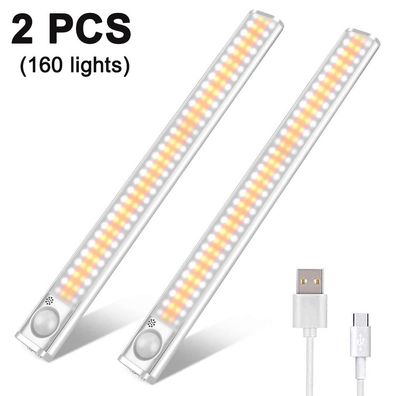 2er-Pack 160 LED-Schrankleuchten Bewegungsmelder Unterschrankbeleuchtung