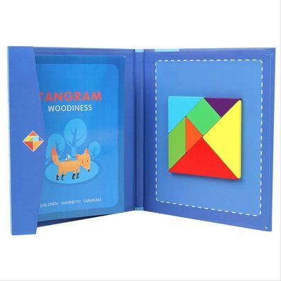 Tangram Magnetisch Puzzle Buch, inder Puzzle Geometrische Blocks Massivholz