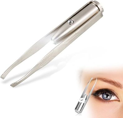 Leichte Pinzette aus Edelstahl mit LED-Licht, Make-up, Wimpern