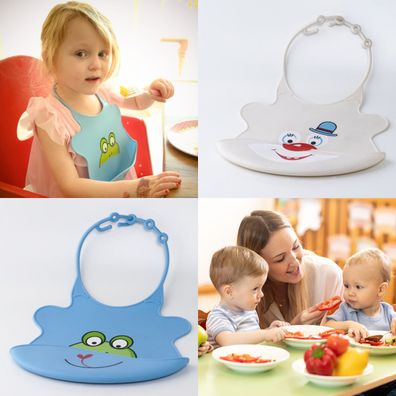 Dr. Schandelmeier Baby Lätzchen Silikon 2-er Pack weiß + blau, wasserdicht