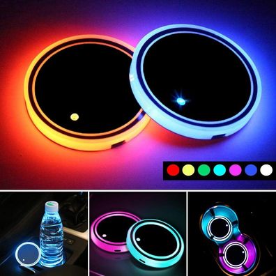 LED-Auto-Getränkehalter-Beleuchtung, USB-Ladematte, wasserdichter Becher 1 Ring