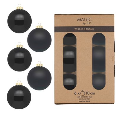 Christbaumkugeln Weihnachtskugeln Glas Ø 10 cm 6 Stück ebony black