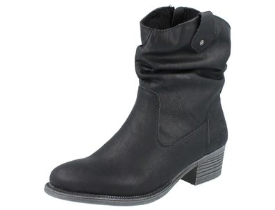 RIEKER Damen Stiefeletten Kurzstiefel Boots Fleece Futter schwarz Kunstleder