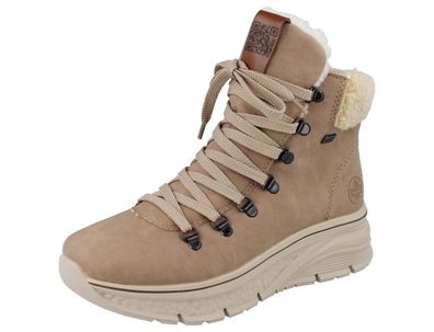 RIEKER Damen High Sneaker Stiefelette Warmfutter Rieker-Tex beige Lederimitat