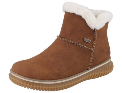 RIEKER Damen Stiefelette Warmfutterstiefel mit Reißverschluss RiekerTex mit braun Kun