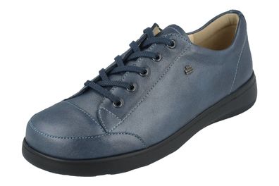 FINN Comfort Fataga Damen Halbschuhe Schnürschuhe blau steel Ancona Glattleder