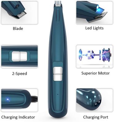 Haarschneidemaschine Haustiere mit LED-Licht, Professionelle Tierhaarschneider