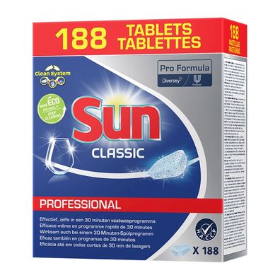 4x SUN Professional Classic Tabs, Reinigertabs für die Spülmaschine | Packung (188 St