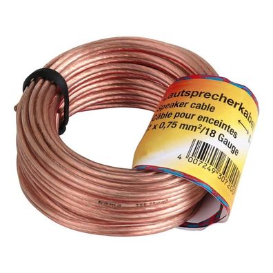 Hama HQ 10m Lautsprecher-Kabel 2x 0,75mm² dick 2-adrig Boxen-Kabel Hifi LS Kabel