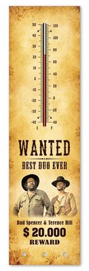 XXL Blech Thermometer Bud Spencer + Terence Hill: Wanted ca. 40 x 12 cm