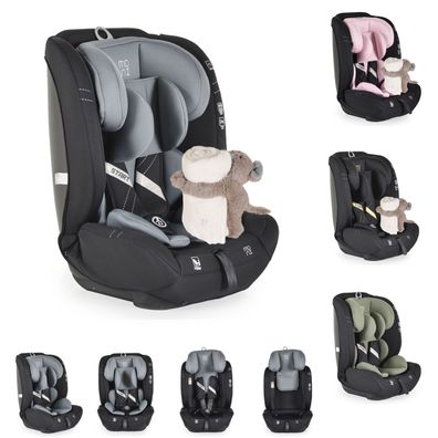 Moni Kindersitz i-Size Start (76-150cm) Kopfstütze verstellbar, Kuscheltier