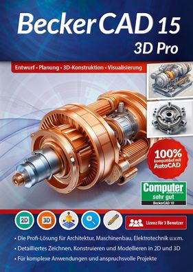 BeckerCAD 15 3D Pro - 3 User Lizenz - STL - 3D Konstruieren -Download Version