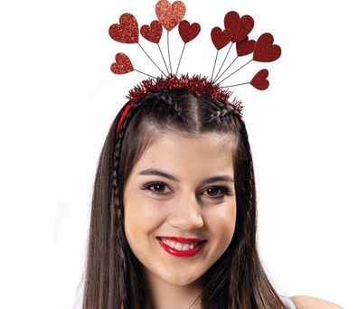 roter Haarreif Amor rote Herzen Love Herzhaarreif Liebe Karneval JGA Fasching