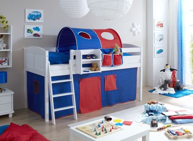 Hochbett Spielbett Eric Landhaus Kiefer massiv Weiss