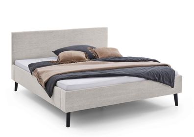 Polsterbett 180 x 200 Bettgestell Bett Doppelbett mit Kopfteil Beige Made in Germany