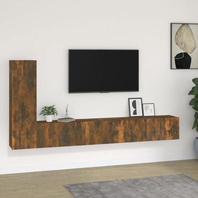 vidaXL 3-tlg. TV-Schrank-Set Räuchereiche Holzwerkstoff