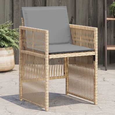 vidaXL Gartenstühle mit Kissen 4 Stk. Beigemischung Poly Rattan