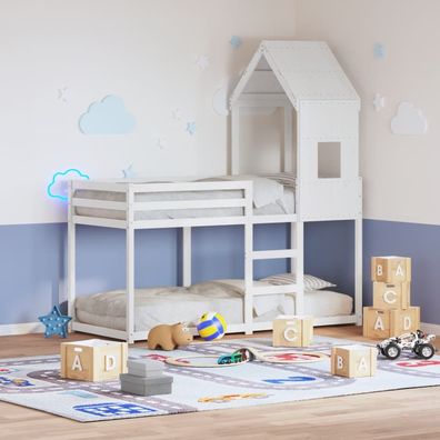 vidaXL Dach für Kinderbett Weiß 60x99x139,5 cm Massivholz Kiefer