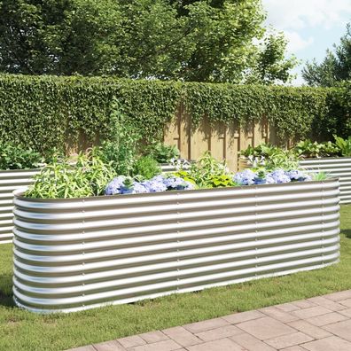 Garten-Hochbeet 320x80x81 cm Verzinkter Stahl Silbern DE