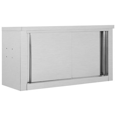 vidaXL Wandhängeschrank mit Schiebetüren 90×40×50 cm Edelstahl