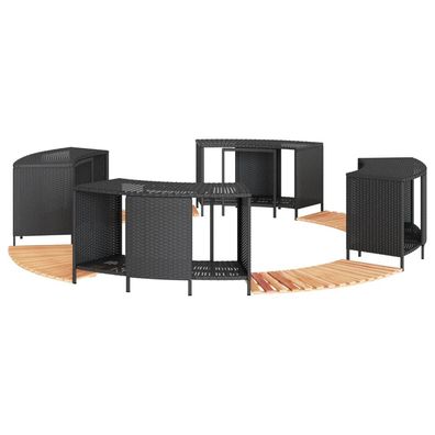 vidaXL Whirlpool-Umrandung Schwarz Poly-Rattan und Massivholz Akazie