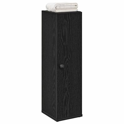 vidaXL Badezimmerschrank mit Rollenhalter Schwarz 20,5x22x72 cm