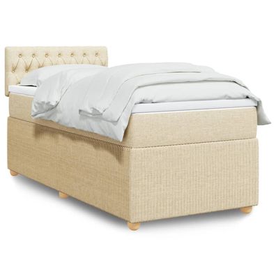 vidaXL Boxspringbett mit Matratze Creme 80x200 cm Stoff