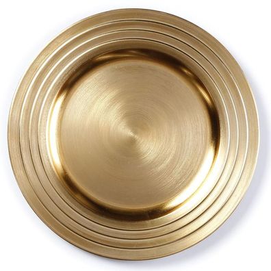 Kunststoff Dekoteller Rillen 33cm gold Inge-Glas