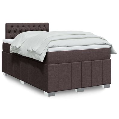 vidaXL Boxspringbett mit Matratze Dunkelbraun 120x190 cm Stoff