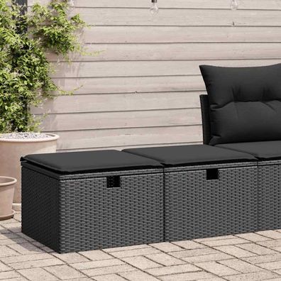 vidaXL 2-tlg. Garten-Sofagarnitur mit Kissen Schwarz Poly Rattan