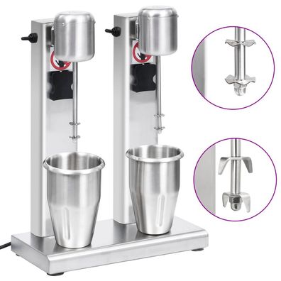 vidaXL Milchshake-Mixer mit zwei Bechern Edelstahl 2 L