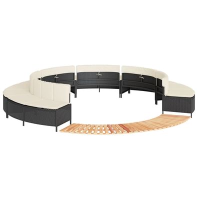 vidaXL Whirlpool-Umrandung Schwarz Poly-Rattan und Massivholz Akazie