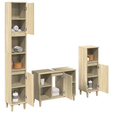 vidaXL 3-tlg. Badmöbel-Set Sonoma-Eiche Holzwerkstoff
