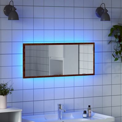 vidaXL LED-Badspiegel Braun Eichen-Optik 100x8,5x37 cm Holzwerkstoff